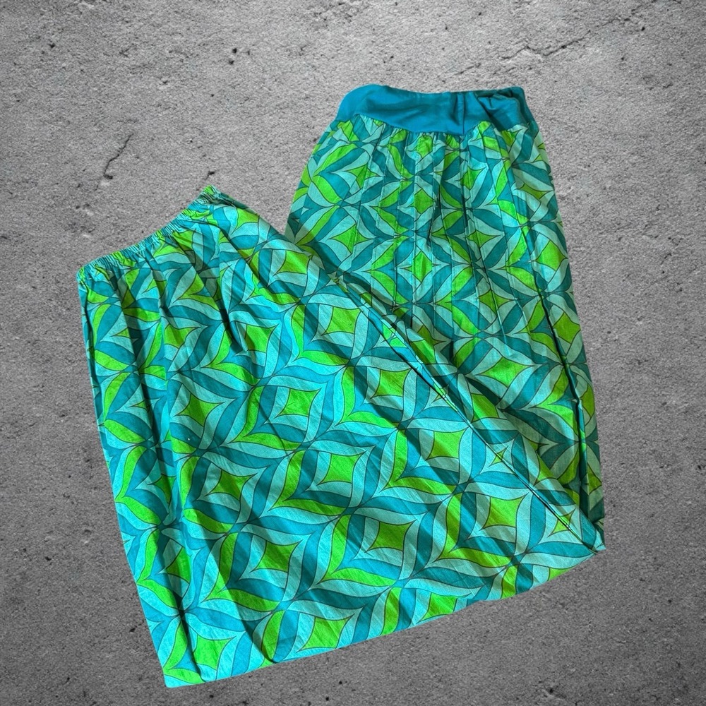Banjara Collection M/L Harem Pants Blue Green Geometric Boho Festival Hippie